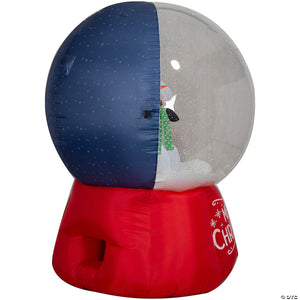 sup santa & snowman snow globe with snow pellets & built in led lights christmas outdoor yard decoration~ss883926g-a02