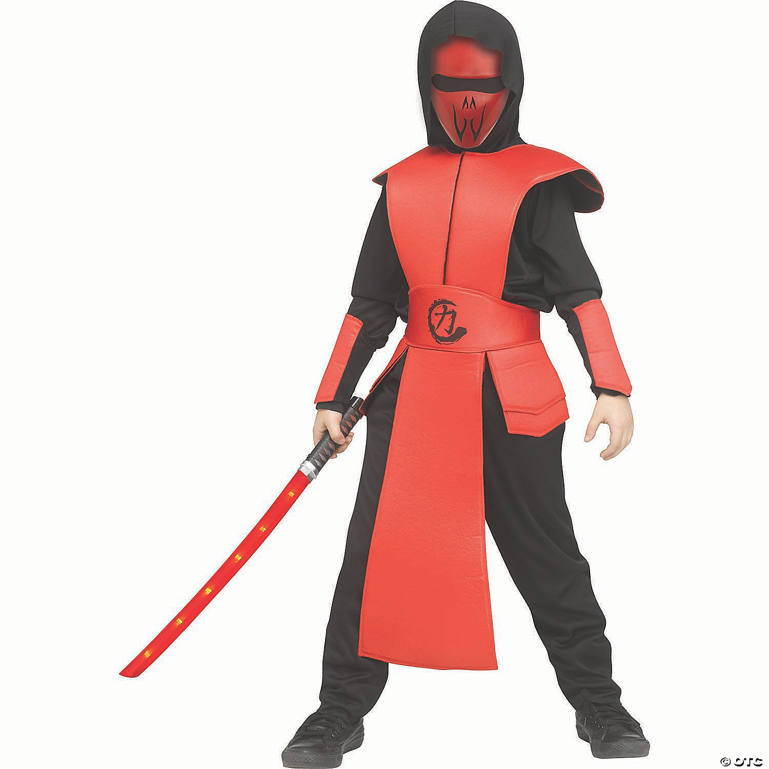 kids red & black polyester ninja guard costume small 4 6~fw134162rs