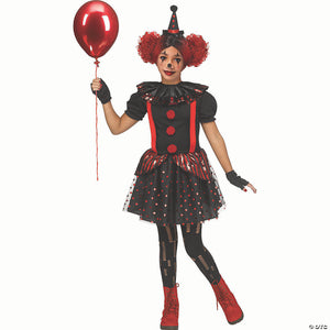 girl& 8217 s black & red chrome polyester clown costume extra large 14 16~fw127042xl