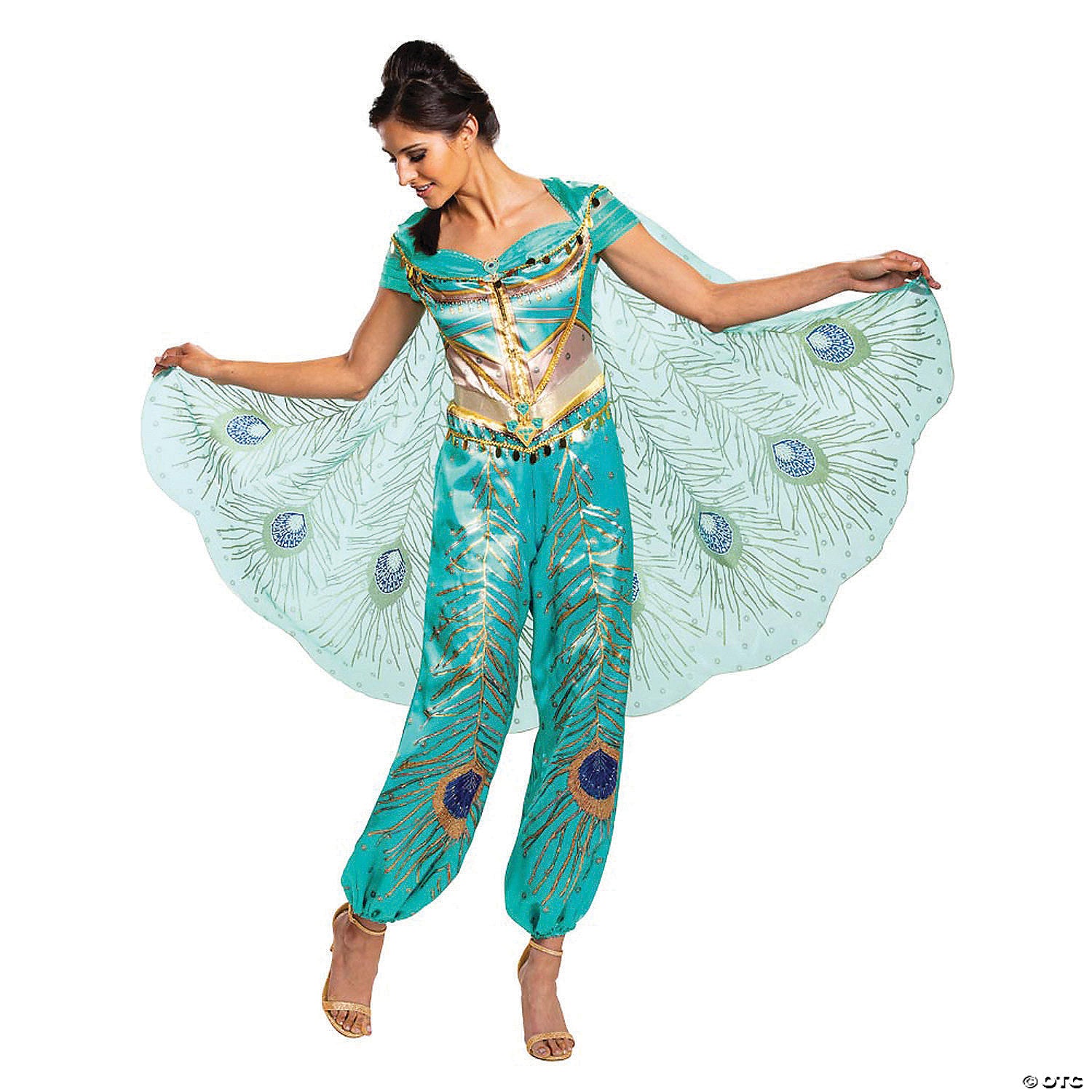 women s deluxe aladdin& 8482 live action teal jasmine costume large~dg22456e-a01