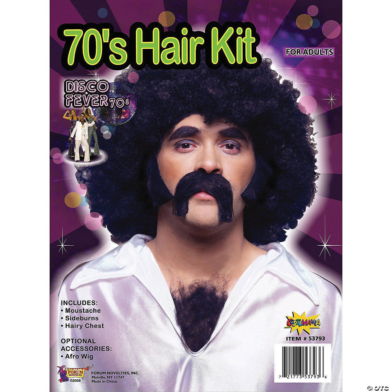 adults black disco hair kit~fm53793