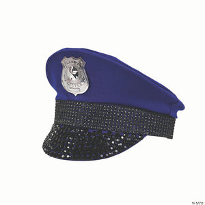 adults blue police hat with rhinestones costume accessory~fw93717b