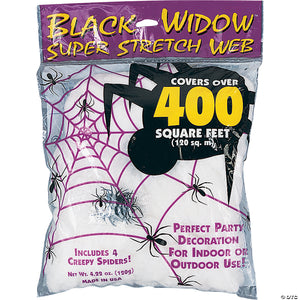 400 sq ft white super stretch spider web halloween decoration~fw9534