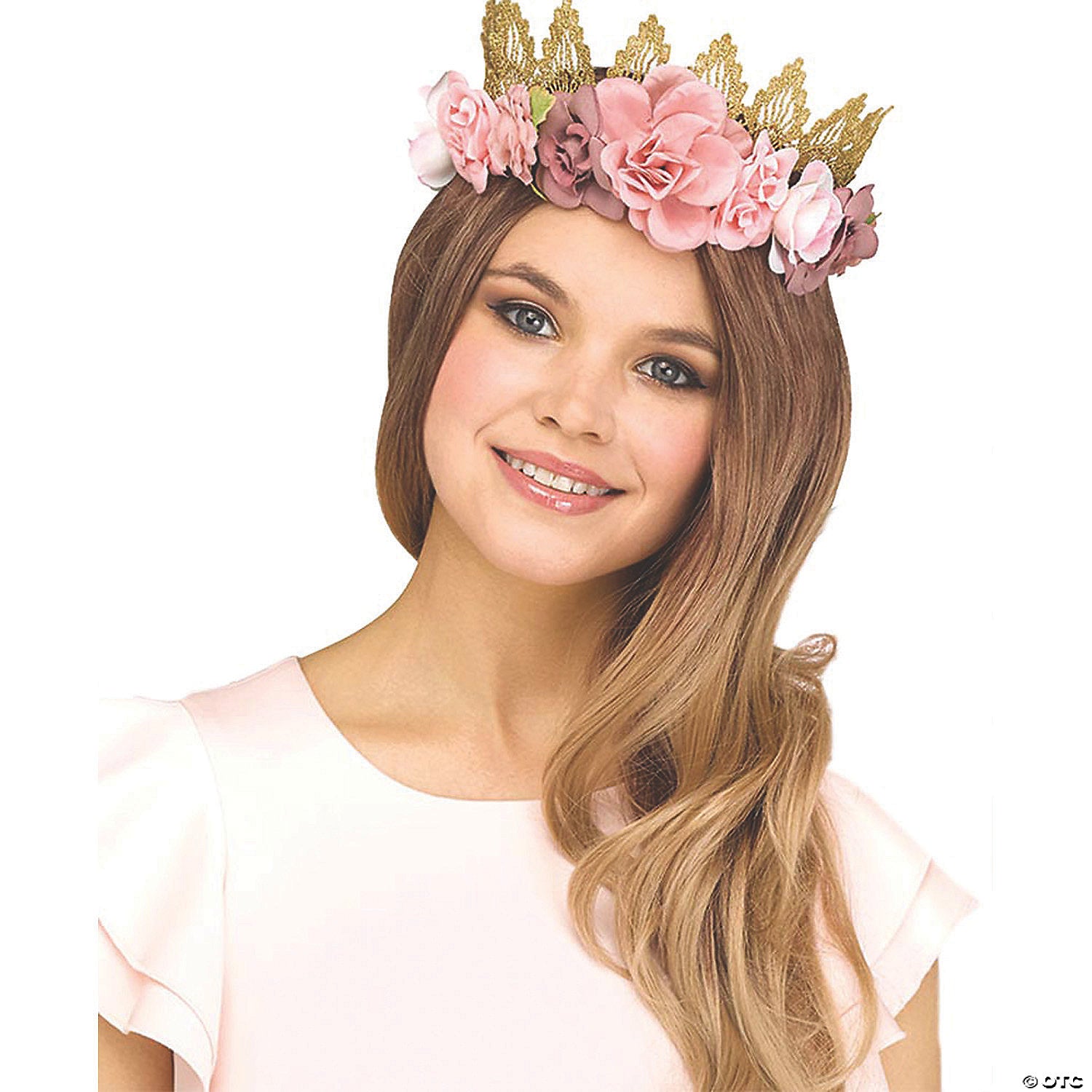 adults rose & gold fantasy fairy floral crown~fw90708rg-a02