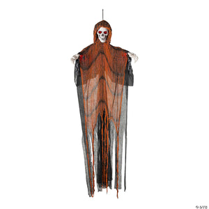 6 ft light up skeletal reaper in orange robes halloween hanging decoration~atc00107-a02