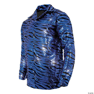 adults blue sequin tiger shirt xxl~ur30304xxl