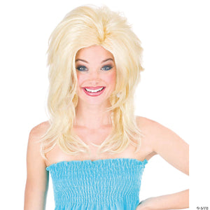 adults blonde shoulder length with teased top wig~fw92547bd