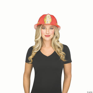 adults red & yellow plastic firefighter hat costume accessory~fw93616