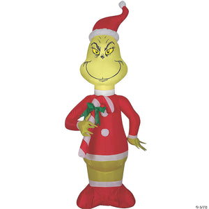sup blowup inflatable grinch & candy cane with built in lights christmas outdoor yard decoration~ss114904g