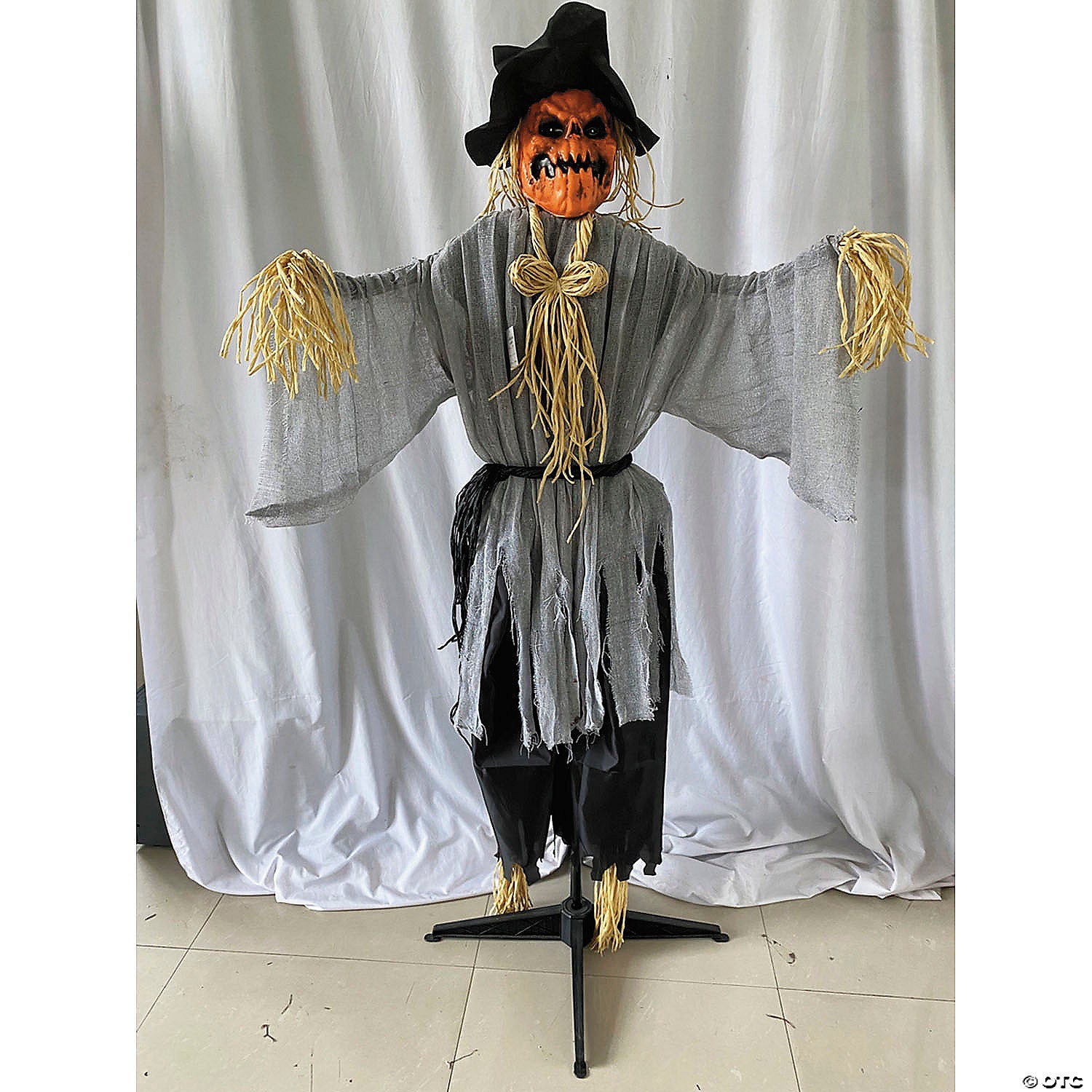 4 animated head turning pumpkin scarecrow halloween decoration~atc00081