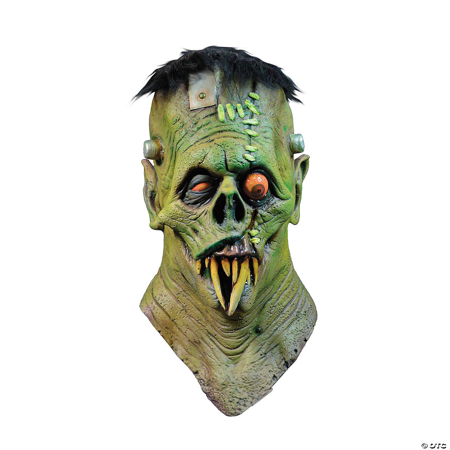 toxictoons& 8482 green gruesome monster with hair sculpted latex mask~majmep104