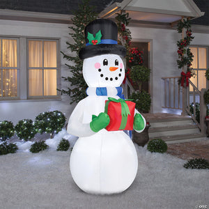 8 ft blow up inflatable snowman with present & built in led lights outdoor yard decoration~ss114274g-a01