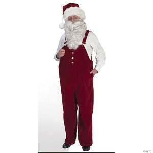 burgundy velvet santa overalls large~ae7791plg