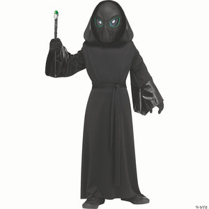 kids black polyester robe with electro luminescent mask alien costume large 12 14~fw136412l