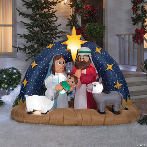 78 blow up inflatable snowy night nativity with built in lights outdoor yard decoration~ss118905g-a02