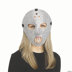 adults silver rhinestone bling hockey full mask one size~fw93554