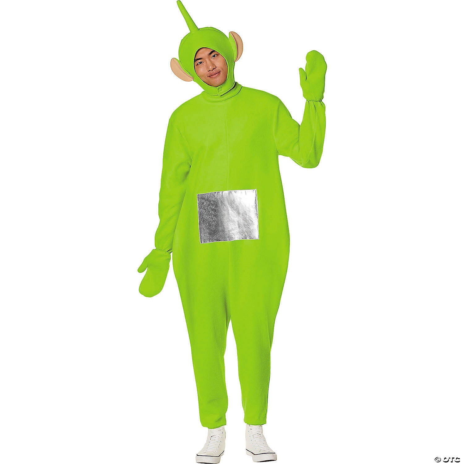 adults teletubbies& 8482 green dipsy polyester jumpsuit costume small 34 36~fw108104s