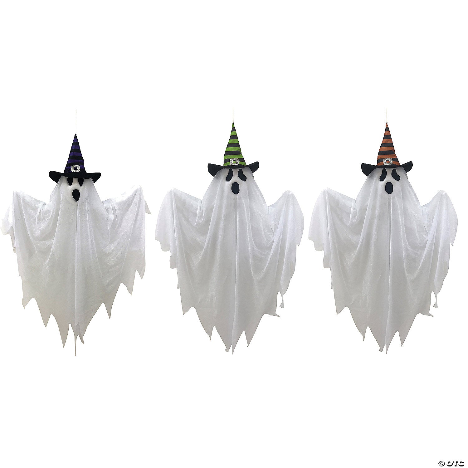 28 hanging ghosts with witch hat decoration set 3 pc ~ss79362