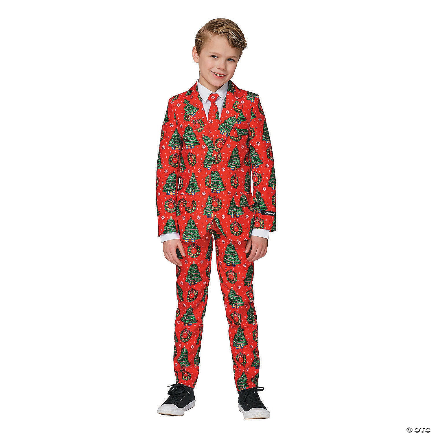 boy& 8217 s red christmas suit costume small~osb007sm