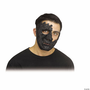adults halloween black rhinestone bling cracked half mask~fw95302k