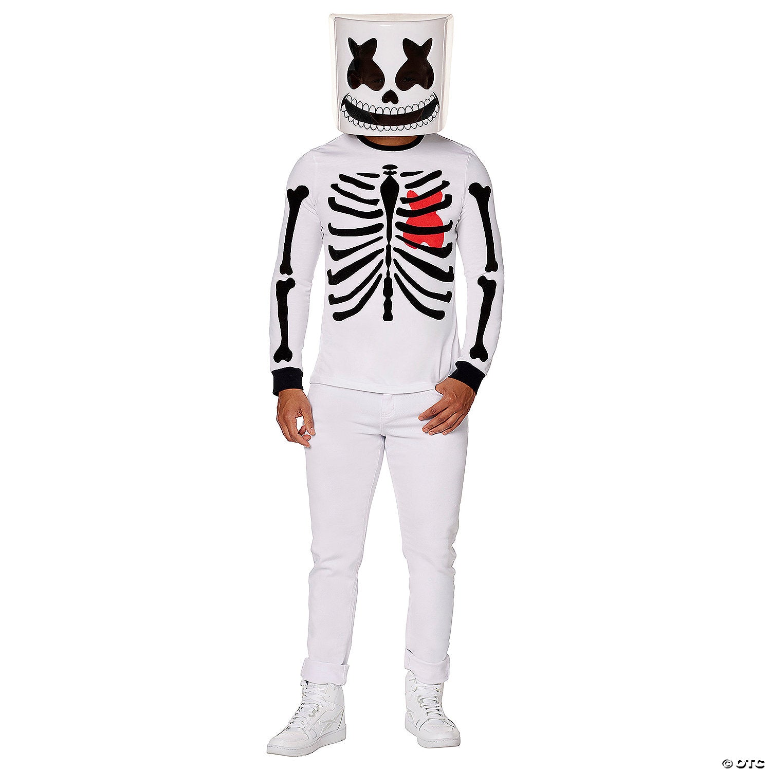 adults marshmello black & white mello skeleton costume extra large 46 48~fw103574xl