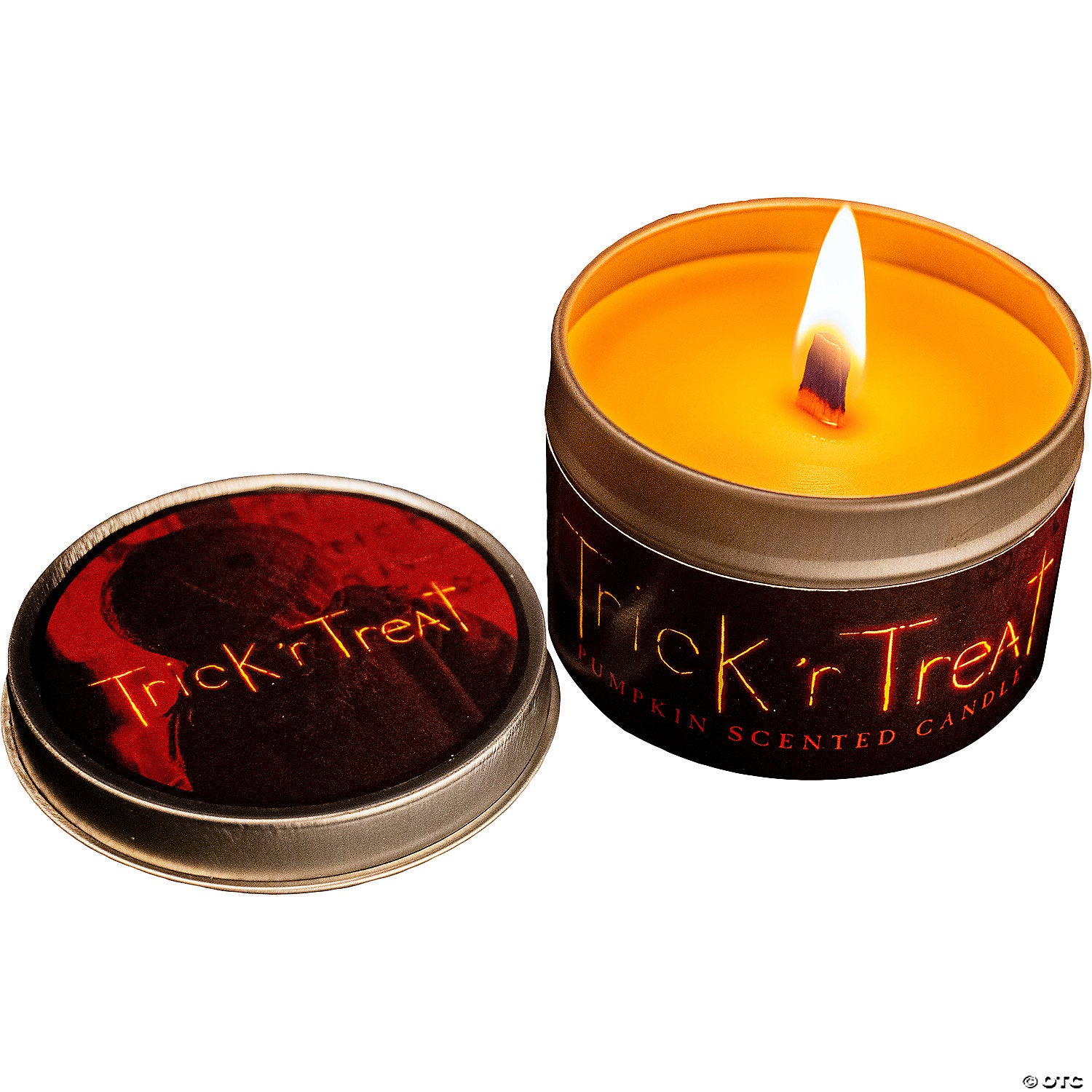 trick & 8217 r treat& 8482 pumpkin scented orange candle with tin~mattle118