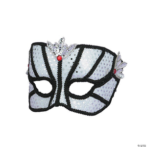 silver sequin with black trim venetian masquerade mask~fm56286