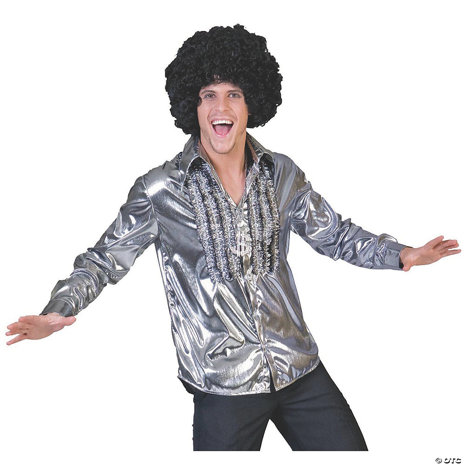 men s silver saturday night fever shirt costume small~ff783175