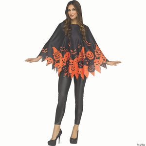 adults black & orange polyester classic pumpkin poncho costume accessory~fw96980p
