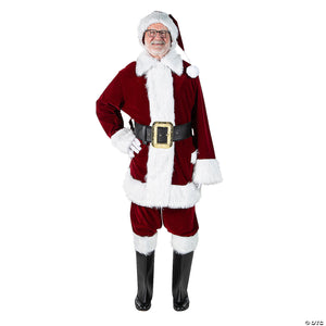 men s burgundy velvet santa suit with overalls costume lg~ae7791lg-a03