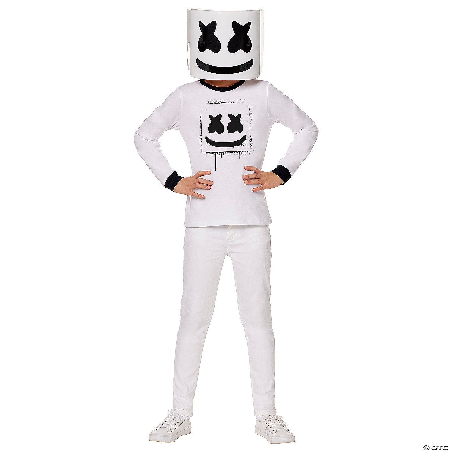 kids black & white marshmello halloween costume medium 8 10~fw103552m