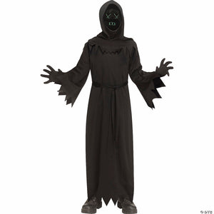 kids black robe with electroluminescent mask phantom costume large 12 14~fw134282l