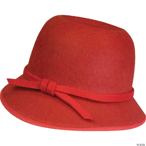 adults red felt cloche hat~fm64339