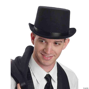 adults black top hat with hatband~fm67304