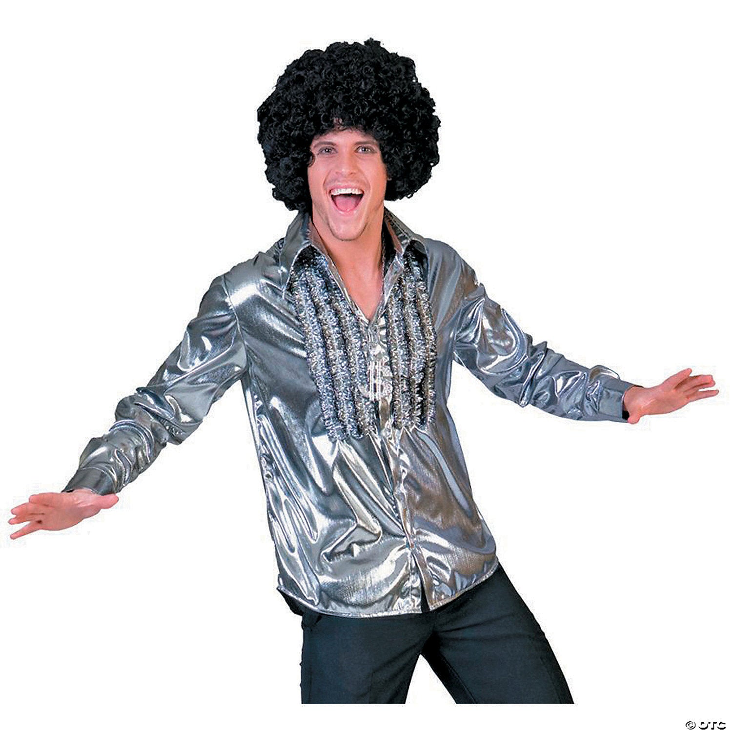 men s silver saturday night fever shirt costume large~ff783177
