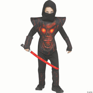 kids red & black polyester demon ninja costume medium 8 10~fw134192rm