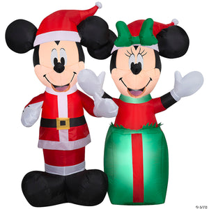 sup blowup inflatable santa mickey & minnie with built in lights christmas outdoor yard decoration~ss117711g-a02