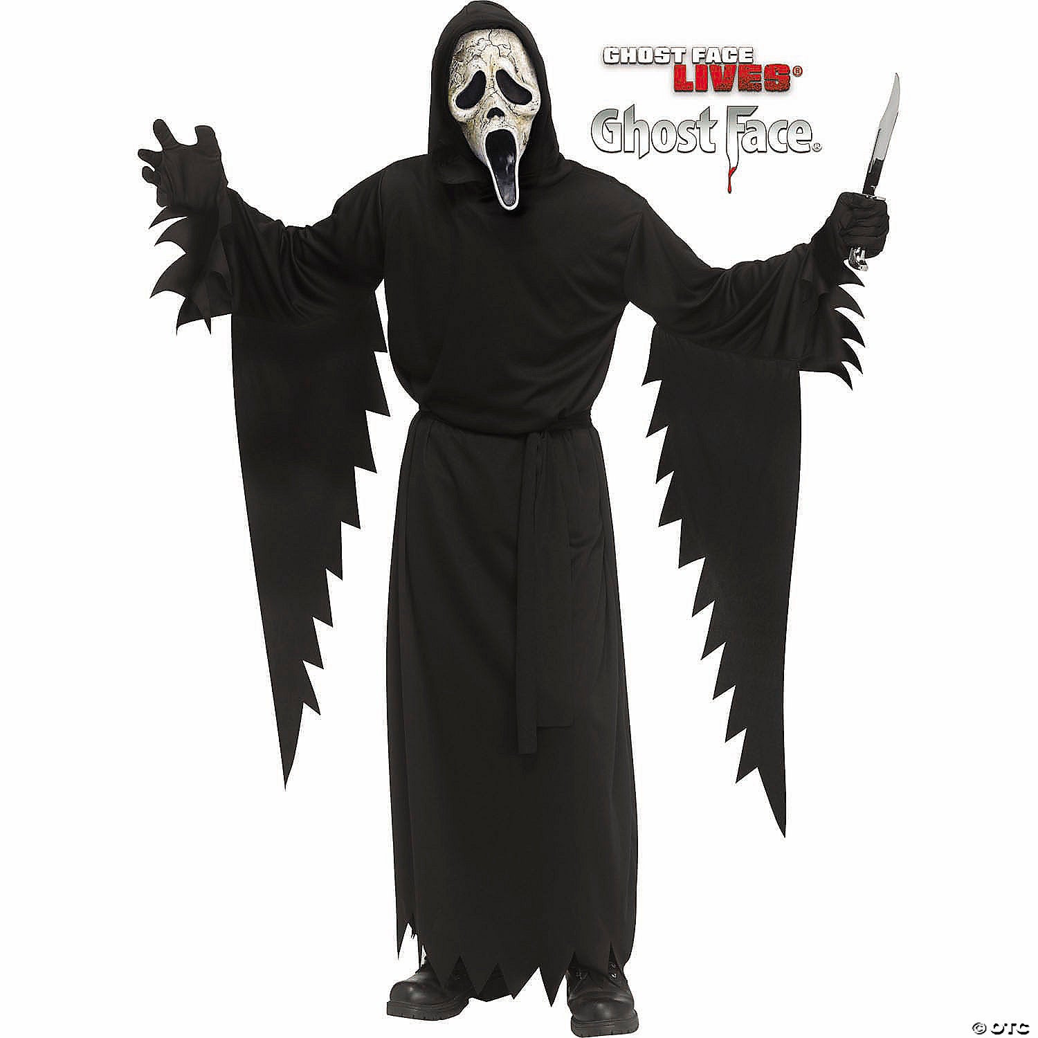 kids scream iv& 8482 ghost face& 174 black robe with aged mask costume~fw134263