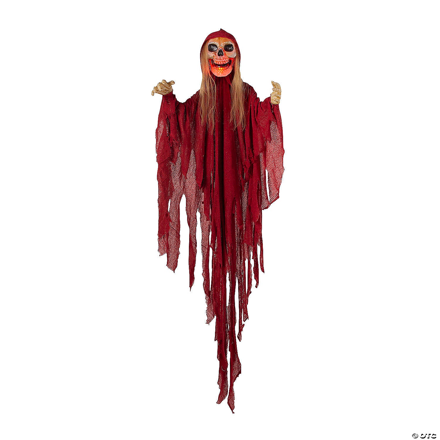 4 light up skeletal reaper in red robes halloween hanging decoration~atc00100-a01