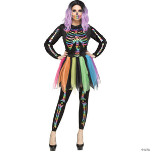 skeleton rainbow foil adult costume~fw114944rml