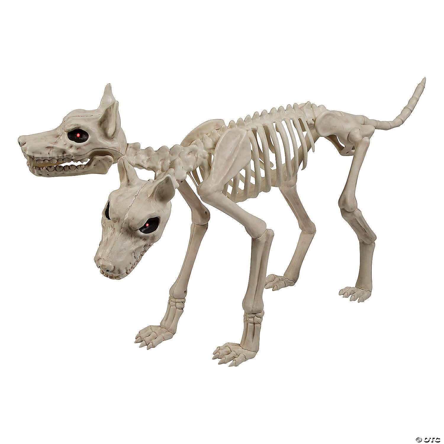 4 animated two headed doberman dog skeleton halloween decoration~sew81900-a01