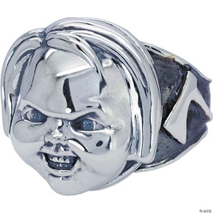 child& 8217 s play& 8482 chucky face sterling silver ring size 11~majakus10011