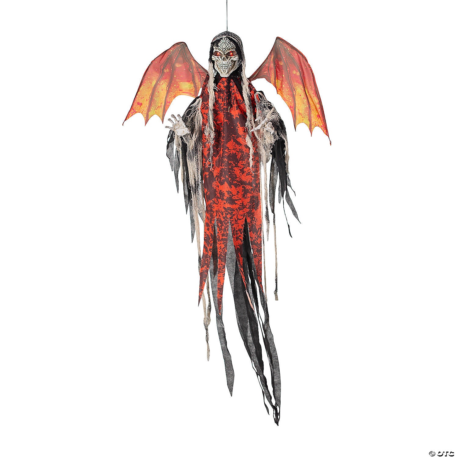 4 animated & light up red skeletal reaper with wings hanging decoration~atc00116-a02
