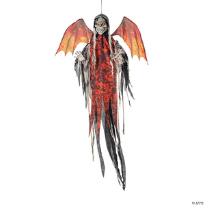 4 animated & light up red skeletal reaper with wings hanging decoration~atc00116-a02