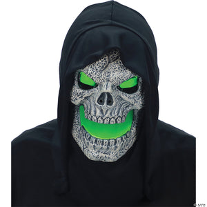 flaming green skull mask with hood~mr131926