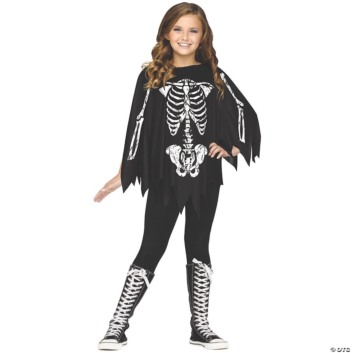 girl& 8217 s skeleton poncho costume up to size 14~fw90395s