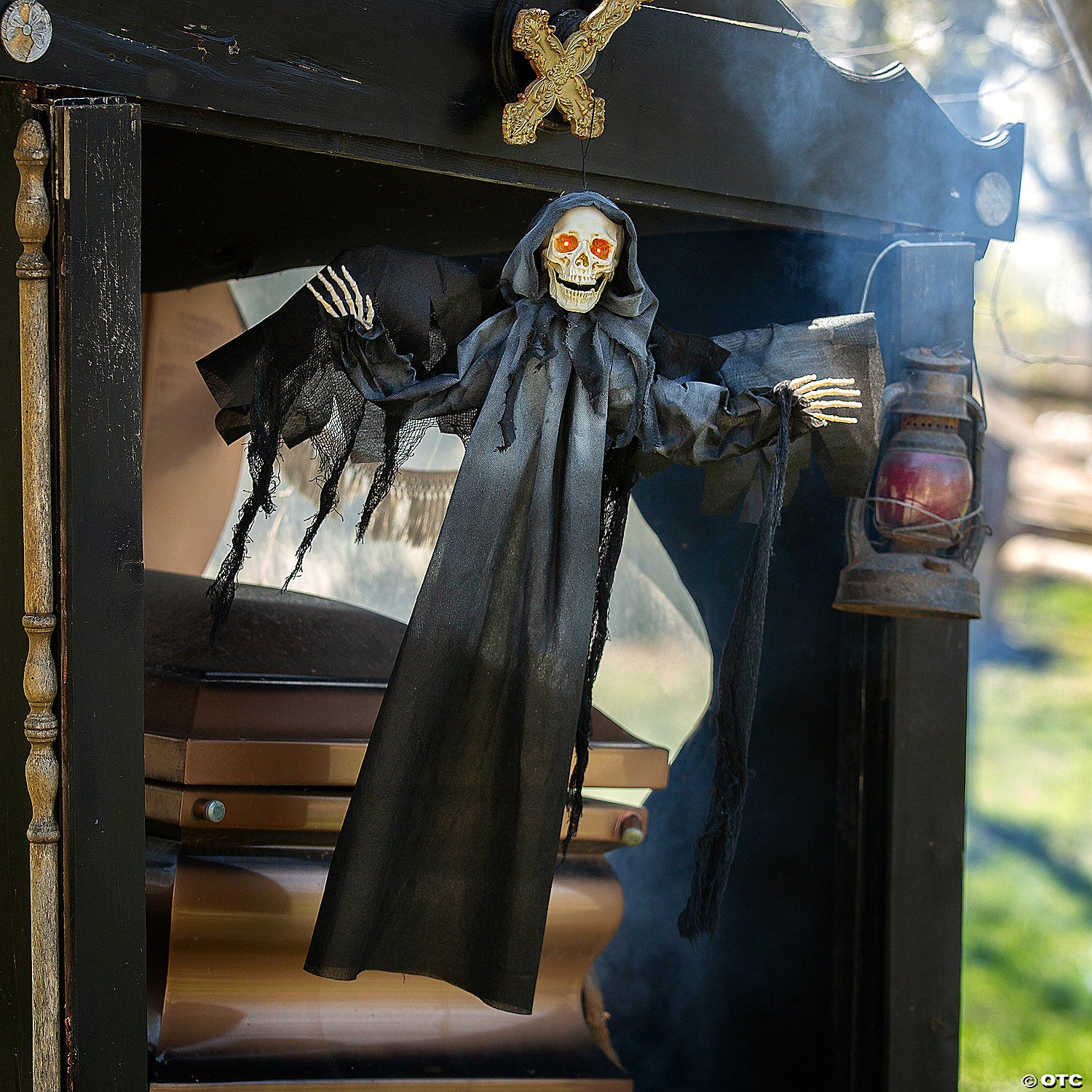 3 ft animated grim reaper with wings hanging halloween decoration~atc00121-a01