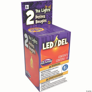 led orange battery operated tealights halloween decoration pack of 2~fw94635b