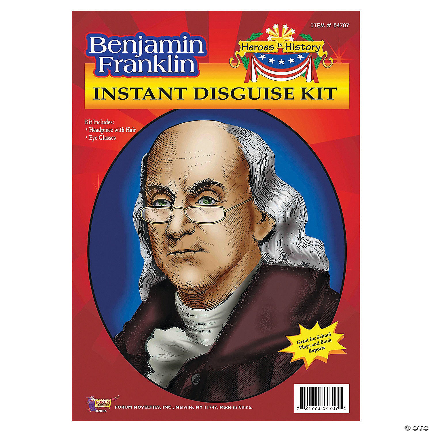 heroes in history benjamin franklin wig & glasses~ru54707