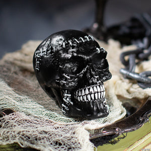 2 creepy black skull plastic halloween decoration~atc00043-a02